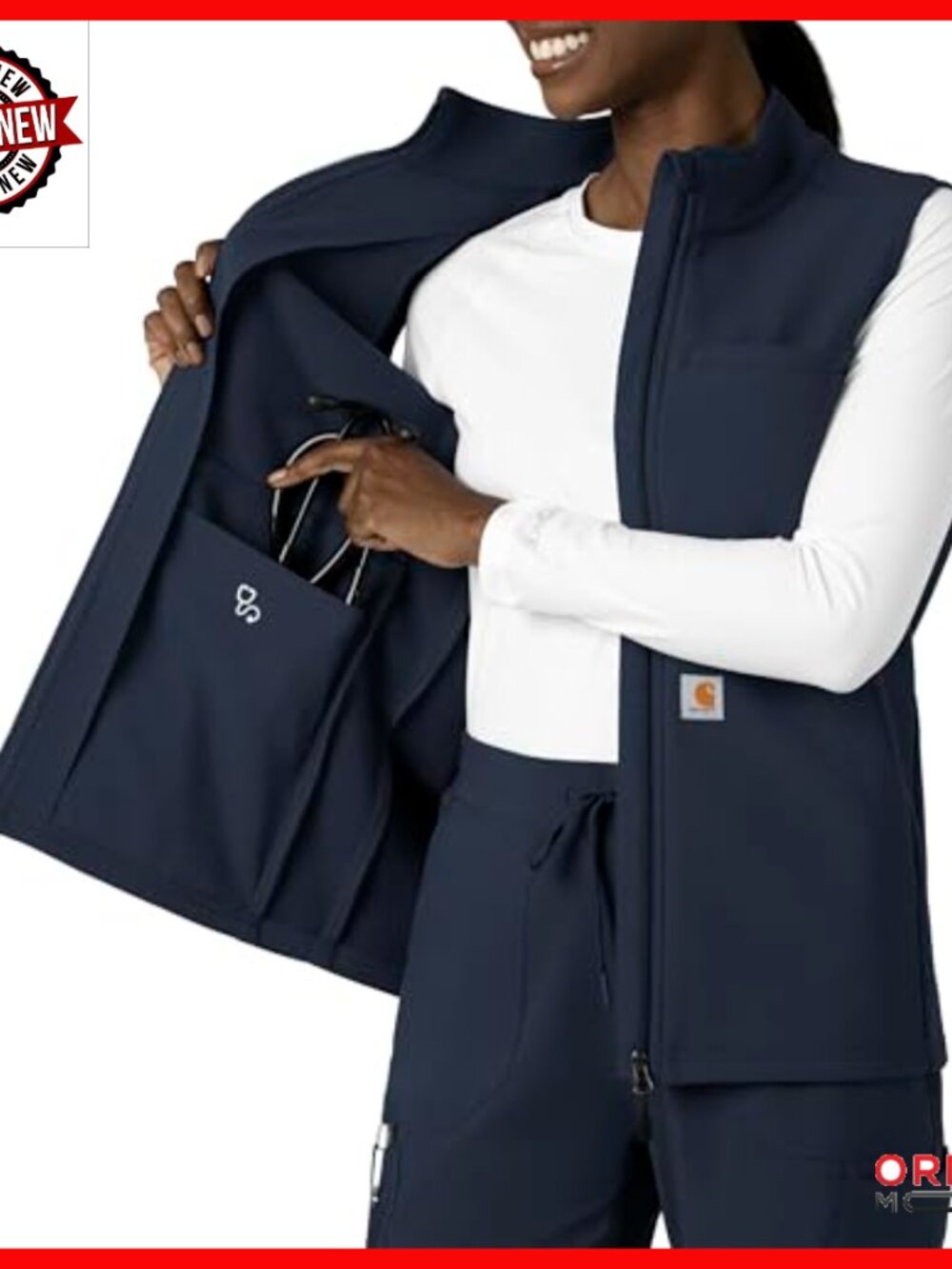 Fleece Vest Modern Fit Sleeveless Aviator Style 4-Pocket Design - Picture 7 of 7
